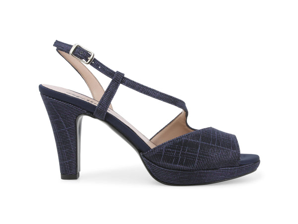 Melluso Sandalo Made in Italy con Tomaia in Tessuto Blu J594Z-250184